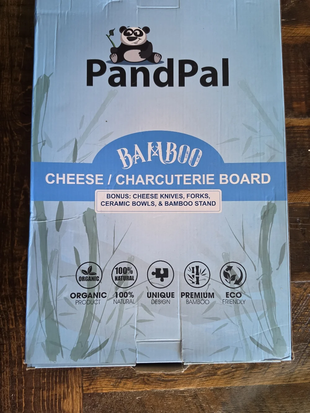 PandPal Bamboo Cheese Board Set with Wooden-Handled Spreaders and Forks